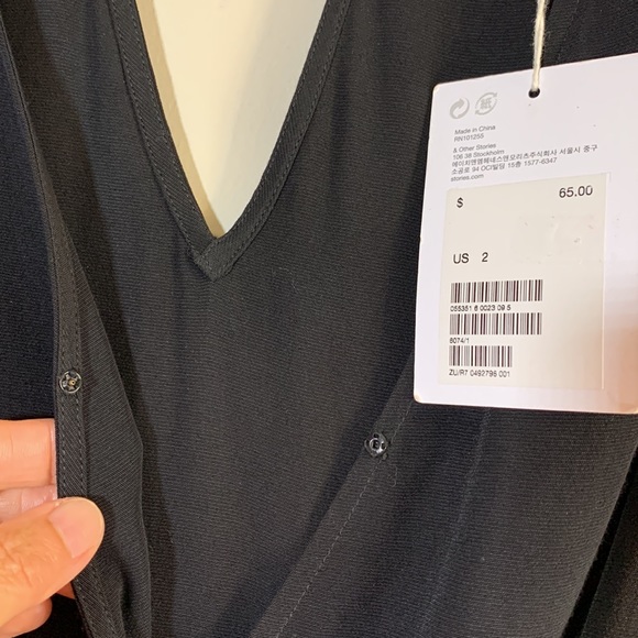 NWT. & Other Stories V Neck Mini Dress Size-2. - Picture 5 of 12